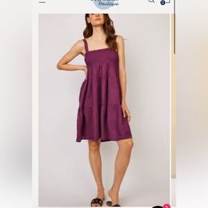 Pistache pure linen “nap dress” navy size small excellent condition